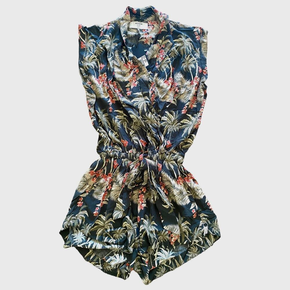One Teaspoon Palm Floral Tropical Relaxed Boho Vacation Summer Women Romper  XS